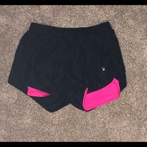 Soccer Shorts with Pink Spandex underneath!